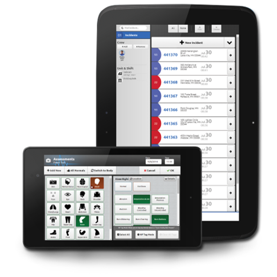 2 pads with screens showing Elite EMS software